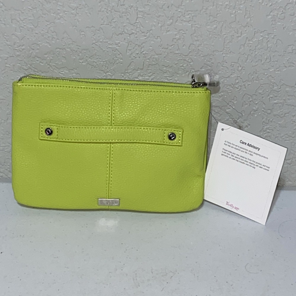 THIRTY-ONE Jewell Street Style Handbag Citrus Lime Green Pebbled Crossbody Purse